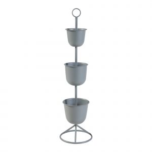 Porte-Plantes Style Intemportel Support 110 X 28 Cm 3 Cache-Pots Gris Helloshop26 03_0010317 - Neuf