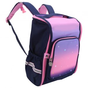 Sac a dos d'ecole en tissu impermeable pour enfants, motif ciel etoile, grande taille, violet - Neuf