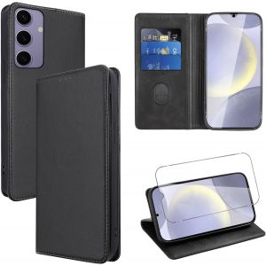Kal-Coque Cuir Pour ¿¿¿¿¿¿¿ ¿¿¿¿¿¿ ¿¿¿ ¿¿¿¿ 6.7"" Avec 1 Verre Trempé Etui À Rabat En Pu Porte-Cartes Portefeuille Support Flip Housse Magnétique Antichoc Anti-Rayures Case,Noir - Neuf
