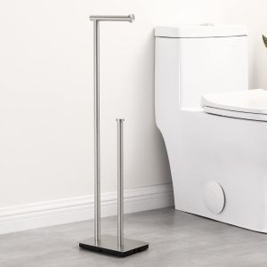 meimie-Porte Papier Toilette Sur Pied Porte Rouleau Papier Toilette Salle De Bain Avec Dérouleur Papier Toilette De Réserve Avec Base En Acier Inoxydable Sus304 Moderne Brossé,Bph286S1B-2 - Neuf