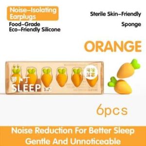 Euty-Bouchons D'oreilles Insonoris&eacute;s En Forme De Radis,Emp&ecirc;chent Le Bruit Dans Les Dortoirs &Eacute;tudiants,Ils Sont Un Aide Au Sommeil Avec Des Petites Oreilles Et Des Bouchons D'oreilles En &Eacute;ponge-6pcs-O - Neuf