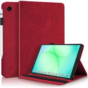 LORANKA-Coque pour Samsung Galaxy Tab A11 8.7 Pouces 2025 SM-X133 SM-X135 Housse de Protection avec Porte-Pencil &Eacute;tui &agrave; Rabat avec Support Fonction pour Galaxy Tab A11 8.7" 2025 Rouge - Neuf