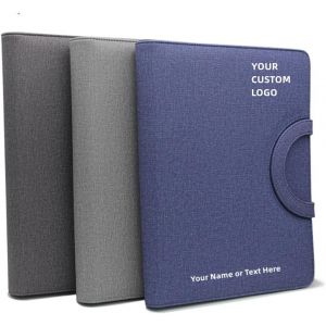 Porte-documents A4 Professionnel - Calculatrice Solaire Int&eacute;gr&eacute;e + Bloc-Notes - Cuir PU Imperm&eacute;able - Organiseur Bureau/Voyage (gris fonc&eacute;) - Neuf