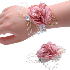 ERYI-Fleurs De Poignet - 1Pcs Boutonniere Mariage Boutonniere Bracelets Pour Mariage,Décorations De Mariage,Prom Rose Wrist Corsage Bracelet Corsage Pour Femme, Fille, Mariée, Demoiselle D'Honneur - Neuf