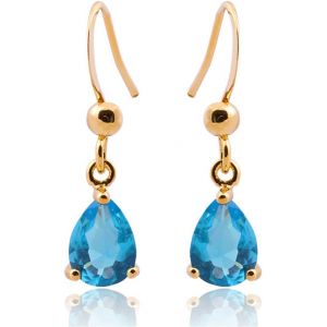 Kal-Dangle Drop Boucles D'oreilles Avec Coupe De Poire Cz [8 Couleurs Disponibles] En Plaqué Or Jaune,Simple Moderne Élégant - Neuf