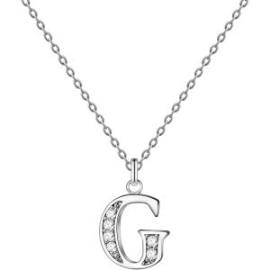 Kal-- Collier Lettre Initial En Acier Inoxydable Avec Pierre De Zircone Brillante - Collier Pour Femme Avec Pendentif Lettre A-Z - Pendentif Initial De Nom - Neuf