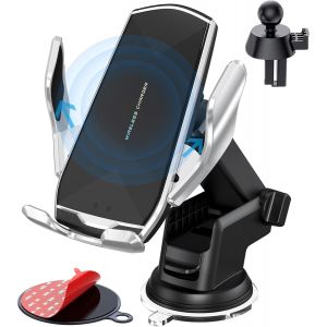 15w Qi Chargeur Induction Voiture, Support T&eacute;l&eacute;phone, Chargeur Sans Fil Rapide Automatic Clamping Porte Clip De Sortie D'air Pour Iphone Samsung Huawei Lg - Neuf