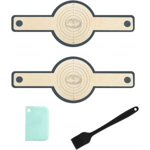 AYUHR-Lot de 2 élingues à pain en silicone pour cocotte ¿ Tapis de cuisson anti-adhésif réutilisable avec longues poignées pour pain au levain, comprend un grattoir à pâte et une brosse à pâtisserie - Neuf