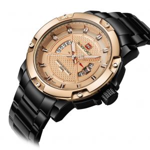 Montre-Bracelet A Quartz Etanche Pour Homme Naviforce (Boitier Noir Et Dore) - Neuf