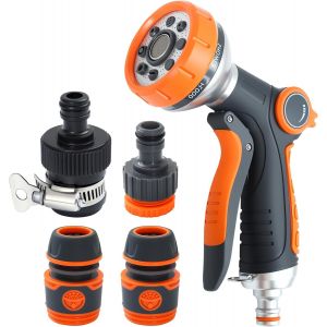 CHECARZHN--NO1-Pistolet D'Arro , 8 Modes Pulvérisateur De Jardin, Pistolet De Jardinage Avec 4 Interface, Pistolet Arrosoir Haute Pour Le Lavage Des Voitures, Les Jardins, Les Plantes, Les Animaux Do - Neuf