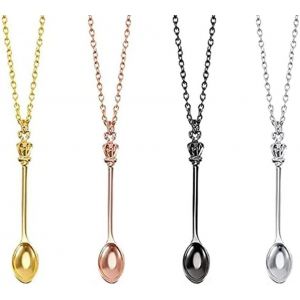 Kales-Lot De 4 Colliers Avec Pendentif Cuillère À Café-Argenté,Or,Or Rose,Noir,Zinc - Neuf