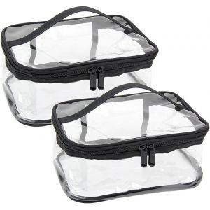 2 Pi&egrave;ces Ensemble De Trousse De Toilette Transparente En Pvc Imperm&eacute;able, Durable Et L&eacute;ger Pour Voyage En Cabine, Hommes Et Femmes - 24x18x2,5 Cm, 121 G - Neuf