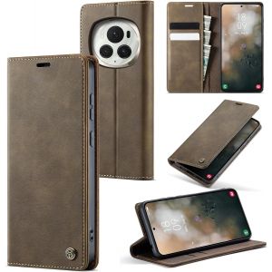 Honor Magic 7 Pro Premium Pu Leather Case Card Slots Wallet Pouch With Stand Function Flip Case Cover Honor Magic 7 Pro  Coffee - Neuf