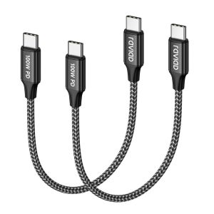 JGD-100W C&acirc;ble USB C vers USB C Court [0.15M/Lot de 2], PD 3.0&QC 4.0 5A C&acirc;ble Type C Charge Rapide Cable USB C avec Puce E-Mark pour iPhone 17 16 15 Pro Max, Galaxy S25 S24, Pad MacBook Air, Pixel - Neuf