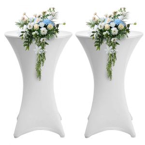 Housse De Table &Oslash; 70 Cm Blanc Extensible 4 Pcs - Neuf