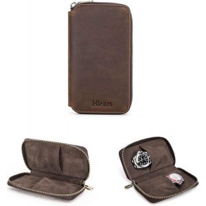 Kal-Montre Étui De Rangement Pour 2 Montres Fait À La Main En Cuir Véritable Montres Boîte De Rangement Montres Portables Organisateur De Voyage - Neuf