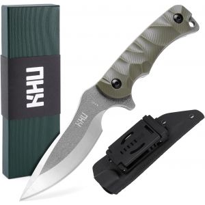 Couteau À Lame Fixe Couteau De Survie Bushcraft-Acier 440c Nylon Plastique Poignée,Outdoor Chasse Camping Accessoires-Avec Étui Kydex-28a - Neuf