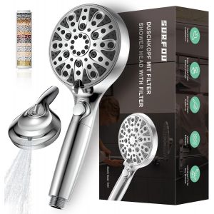 Pommeau de Douche avec Filtre, 8+2 Jet Economie Paumeau, Douchette Haute Pression, Anti-calcaire Shower Head Pommes Economiseur Douches Filtrante Reglable Bain - Neuf