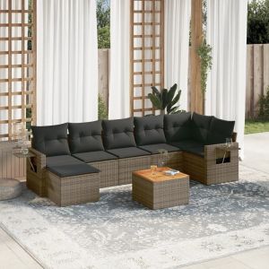 Prolenta Premium - Salon De Jardin 8 Pcs Avec Coussins Gris R&eacute;sine Tress&eacute;e - Neuf