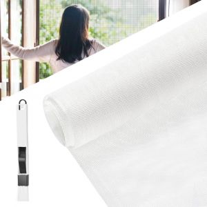 Moustiquaire Fenêtre 120x120cm Moustiquaire En Fibre De Verre Rouleau Moustiquaire Maille D'écran Anti-Mouches Filet Écran Insecte Diy Moustiquaire Pour Fenêtres Et Portes(Blanc) - Neuf