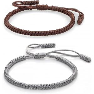 Kal-Bracelet Porte-Bonheur Pour Adolescents,2 Pièces Bracelet Tibétain Porte Bonheur,Bracelets D'amitié Tressés,Bracelets Réglable,Ficelle Chance D'amitié Pour Homme Femme - Neuf