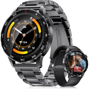 Montre Connectée Homme avec Appel Bluetooth (2 Bracelets), 1,43"" AMOLED Smartwatch avec Batterie 750 mAh, Étanche IP68, Moniteur de Sommeil, 120 Modes Sportifs, Montre Intelligente Android iOS - Neuf