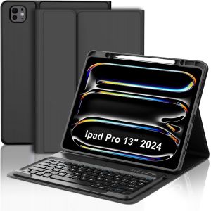 Clavier Pour Ipad Pro 13 2024 (M4), &Eacute;tui Avec Clavier Pour Ipad Pro 7 G&eacute;n&eacute;ration, Coque Clavier Bluetooth Magn&eacute;tique D&eacute;tachable Qwerty Italien Pour Ipad Pro 7 Gen(M4) 13 Pouces 2024, Noir - Neuf