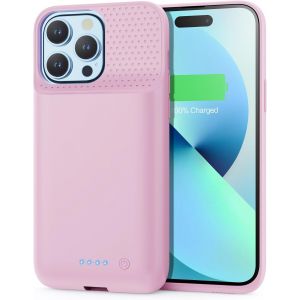 SJZG-Coque Batterie Pour Iphone 12 Pro Max/13 Pro Max/14 Pro Max/14 Plus, [8600Mah] Batterie Externe Rechargeable,Puissante Chargeur Portable Boitier D`Extension Batterie L'Étui Pour Iphone-Rose - Neuf