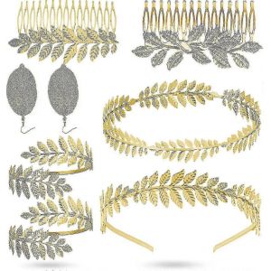 Bandeau De D&eacute;esse Grecque,8 Pcs Couronne De Bandeau De D&eacute;esse Grecque,Couronne De Feuille Romaine,Bracelet De Laurier Romain Bandeau De T&ecirc;te De Feuille Bandes De Cheveux Pour Les Femmes Stcyv - Neuf