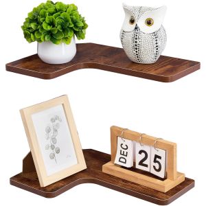 CAUC-Lot de 2 &eacute;tag&egrave;res d'angle en forme de L - 40 cm - &Eacute;tag&egrave;re d'angle flottante rustique &agrave; suspendre pour l'affichage et le rangement - En forme de L - Pour cuisine, salle de bain, salon, chambre &agrave; - Neuf