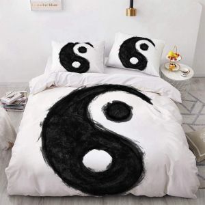 Housse De Couette D Tai Chi Yin Yang Taoism Ice Fire Noir Blanc Parures De Lit De Luxe Flamme Housse De Couette Draps/Taies D'oreiller (B, X Cm) - Neuf