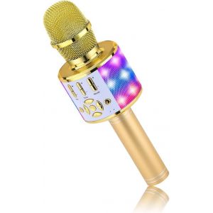 Gothicana By Empkaraok&eacute; Microphone Pour Enfants Karaok&eacute; Bluetooth Sing Microphone 4 En 1 Sans Fil Effet Microphone Musique Karaok&eacute; Machine &Agrave; Chanter Pour La Maison Party (Violet Clair) - Neuf