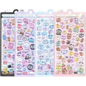 Mevronisshop-4 Feuilles Autocollants En Relief 3d 200+ Autocollants Kawaii En R&eacute;sine Pour Coque De T&eacute;l&eacute;phone Cahier D&eacute;coration Scrapbooking Style Maternelle Cone Scolaire Cad - Neuf