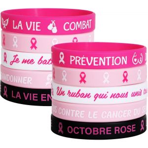 Kal-20pcs Octobre Rose Bracelets En Ruban Silicone Bracelet De Sensibilisation Au Cancer Du Sein Bracelets Lutte Contre Cancer Du Sein Espoir Croire Force Courage Supplies Pour Octobre Rose - Neuf