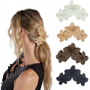 Lot De 4 Pinces &Agrave; Griffes En Forme De Fleur - Antid&eacute;rapantes Et Mates - Id&eacute;ales Pour Les Cheveux &Eacute;pais - Id&eacute;ales Pour Les Femmes Et Les Filles - Neuf