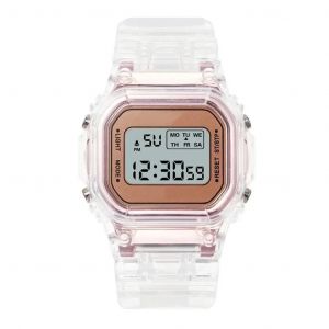 Nouvelle Mode Montre &Eacute;lectronique Transparente Led Montre-Bracelet Sport &Eacute;tanche Montres &Eacute;lectroniques Bonbons Multicolore Cadeau &Eacute;tudiant Rose Glod-A - Neuf