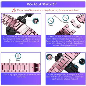 M&eacute;tal Bracelet Pour 22mm 20mm 18mm Bracelets De Remplacement Banda De Montre De Rechange En Acier Inoxydable Pour Femme Homme - Rosa[Let9135930] - Neuf