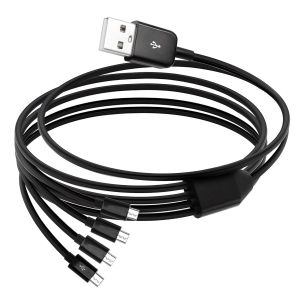 Multi Micro USB Câble Adaptateur 4 en 1 Micro USB Charge Câble,USB mâle à 4 Micro USB mâle Splitter Câble,pour Mobile Power Bank Haut-Parleur caméra Dashcam,1,5 M/4,9ft,Noir - Neuf