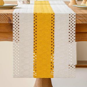 Chemin De Table Beige Et Jaune Boho Table Decor Macramé Crochet Dentelle Moderne Centre Nappe Décoration Étroit Vintage Ferme Court Mariage Fête Table Décoration Extérieur 30x140 Cm - Neuf