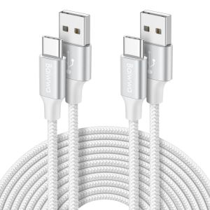 Usb C Cable White [Pack Of 2, 3m] Long Usb A To Usb C Cable Quick Charge 3a Braided Usbc Cord For Samsung Galaxy S24 S23 S22 S21 S20 Plus A55 A15 A14 A54 - Neuf