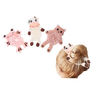 Lot De 3 Chouchous Animaux, &Eacute;lastiques &Agrave; Cheveux En Peluche Pour Filles - Neuf