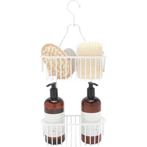 &iquest; Panier de douche suspendu &agrave; 2 niveaux &iquest; R&eacute;sistant &agrave; la rouille &iquest; Blanc - Neuf