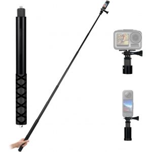 CAI-150Cm Invisible Perche A Selfie Carbon Fiber,Selfie Stick D'Extension Extensible Pour Insta360,Pour Gopro,Dji,Action Camera,Perche À Main Pour Extérieur Avec Boucle D'Alpinisme,Vis 1/4 - Neuf