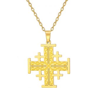 Kal-Jérusalem Croisés Croisés Croisés Chevaliers Templiers Croix Pendentif Médaillon Disque Grec Religieux Bijoux Prière Déclaration Baptême Cadeau Femmes Hommes - Neuf