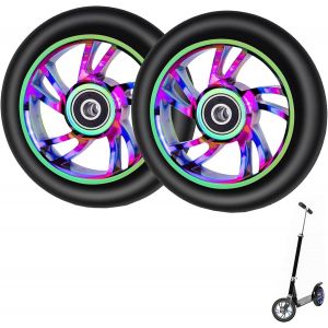 2 X Pro Stunt Scooter Wheels, 100 Mm, Colourful Aluminium Alloy Freestyle Scooter Wheel, With Compartments For Bearings, For Razor, For Cox Swain Freestyle Scooters - Neuf