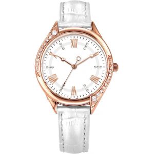 Comtex Montre Femme Or Rose Gros Cadran Avec Diamant Cristal Blanc Cuir &Agrave; La Mode - Neuf
