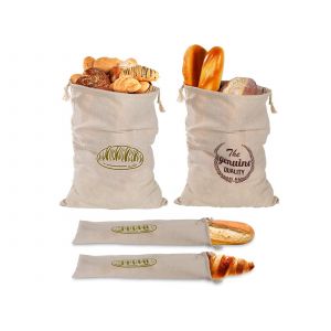 Ensemble De 4 Sacs &Agrave; Pain En Lin Avec Cordon De Serrage Pour Conserver Le Pain Fait Maison - Neuf
