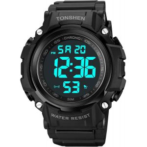Eryi-Homme Sport Montre Led Digital Alarma Chronomètre Date 50m Etanche Outdoor Militaire Montre Bracelet Plastique Et Caoutchouc - Neuf