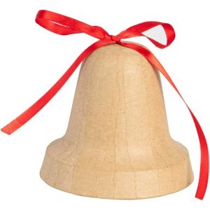 KALANKA-AC908C - Un support en papier Mâché brun 10x10x9 cm, Cloche avec ruban, Unité - Neuf