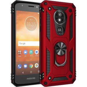 Kal-Coque Motorola Moto E5 Play, Coque Moto E5 Play, Etui Housse De Protection Antichoc Durable Résistante 2 En 1 Hybride Pc Robuste + Tpu Souple Pour Motorola Moto E5 Play + Verre Trempé(Rouge - Neuf